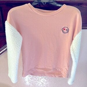 Harper Canyon Girls 7/8 Long Sleeve Fleece Happy Face Pink Casual Tee Shirt